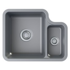 Sink Ceramic 1.5 Bowl Häfele Brook Undermount Matt grey small bowl on right