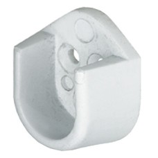 Rail End Support Plastic for use with Oval Wardrobe Rails 15 mm Wide Screw fixing White finish