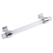 Pull Handle Zinc Alloy & Glass Fixing Centres 128-160 mm Glacio Polished nickel & clear - fixing centres 128 mm