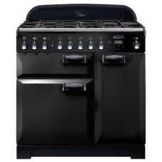 Range Cooker Dual Fuel 900 mm Rangemaster Elan Deluxe 90 ELA90DFFBL/ - Black chrome trim