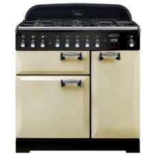 Range Cooker Dual Fuel 900 mm Rangemaster Elan Deluxe 90 ELA90DFFCR/ - Cream Chrome Trim