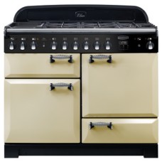Range Cooker Dual Fuel 1100 mm Rangemaster Elan Deluxe 110 Cream finish chrome trim