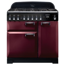 Range Cooker Dual Fuel 900 mm Rangemaster Elan Deluxe 90 ELA90DFFCY/ - Cranberry Chrome Trim