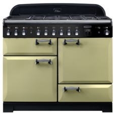 Range Cooker Dual Fuel 1100 mm Rangemaster Elan Deluxe 110 Olive green finish chrome trim