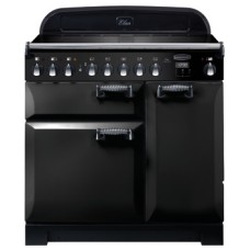 Range Cooker Electric Induction 900 mm Rangemaster Elan Deluxe 90 ELA90EIBL/ - Black finish chrome trim