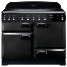 Range Cooker Electric Induction 1100 mm Rangemaster Elan Deluxe 110 Black finish chrome trim