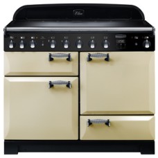 Range Cooker Electric Induction 1100 mm Rangemaster Elan Deluxe 110 Cream finish chrome trim