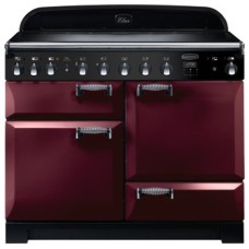 Range Cooker Electric Induction 1100 mm Rangemaster Elan Deluxe 110 Cranberry finish chrome trim