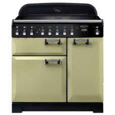 Range Cooker Electric Induction 900 mm Rangemaster Elan Deluxe 90 ELA90EIOG - Olive Green Chrome Trim
