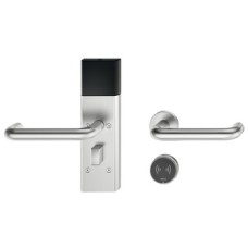 Door Terminal Set for Hotel Guest Room Doors DT 710 Dialock U-shaped lever handle satin stainless steel