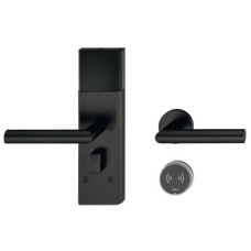 Door Terminal Set for Hotel Guest Room Doors DT 710 Dialock L-shaped lever handle black stainless steel