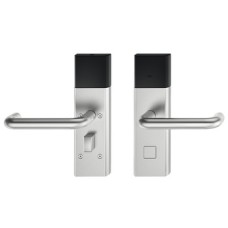 Door Terminal Set for Hotel Guest Room Doors DT 700 Dialock U-shaped lever handle satin stainless steel