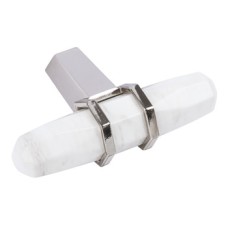 T Knob Zinc Alloy 64 x 40 mm Carrione Marble white/polished nickel