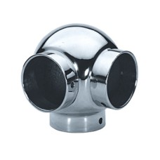 Corner Ball Connector 3 Way 90° Bar Railing System For Ø 38 mm tubes Polished chrome finish