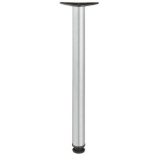 Table Leg Height 710 mm Ø 60 mm Tubular Steel With black plastic height adjustable foot Silver
