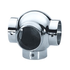 Side Outlet Ball Tee Bar Railing System For Ø 38 mm tubes Polished chrome finish