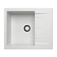 Sink Single Bowl with Drainer Alazia White