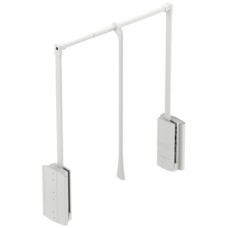 Pull Down Wardrobe Rail for Installed Height 850 mm 2004 Steel wardrobe rail plastic pull rod housing and connecting parts For internal cabinet width 600-1000 mm white steel rail white plastic housing and connecting parts white pull rod