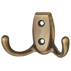 Coat Hook Double Face Fixing Zinc Alloy Hole Centres 20 mm Bronzed and brushed