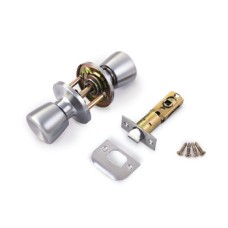 Door Knob Set Passage Steel Polished brass