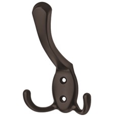 Hat and Coat Hook Zinc Alloy Face fixing Dark bronze coloured oiled