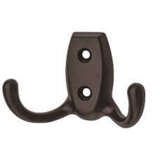 Coat Hook Double Face Fixing Zinc Alloy Hole Centres 20 mm Dark bronze coloured oiled