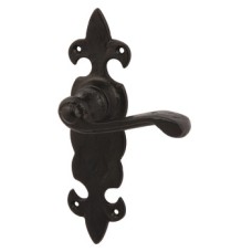 Lever Handles on Backplate Malleable Iron Fleur de Lys Lever handle on backplate for bathroom lock