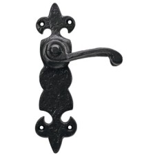 Lever Handles on Backplates Cast Iron Fleur-De-Lys Black antique Backplate for latch