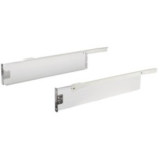 Metal Drawer Sides Single Walled 150 mm High White Häfele Matrix Box Single Complete with self closing runners with nylon rollers Installed length 400 mm