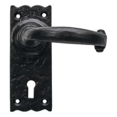 Lever Handles on Backplates Cast Iron Wessex Black antique Backplate for lever lock standard keyway