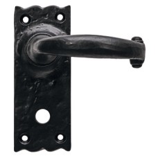 Lever Handles on Backplates Cast Iron Wessex Black antique Backplate for bathroom lock