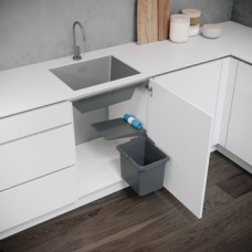 Swing Out Waste Bin Single for Hinged Door Cabinets VS ENVI For cabinet width 450 mm 1 x 12 litres lava grey