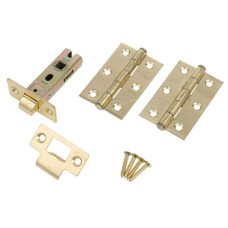 CE7 Mortice Latch Bolt with 3 Hinge Pack Brassed
