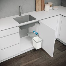 Swing Out Waste Bin Single for Hinged Door Cabinets VS ENVI For cabinet width 400 mm 1 x 7 litres grey/silver