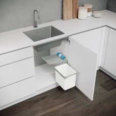 Swing Out Waste Bin Single for Hinged Door Cabinets VS ENVI For cabinet width 450 mm 1 x 12 litres grey/silver