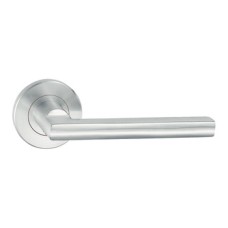 Lever Handle Set 304 Stainless Steel HL10 Häfele Pair of lever handles and roses With Euro profile cylinder escutcheon satin