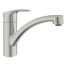 Mixer Tap Single Lever Low Spout Grohe Via Contemporary Brushed super steel