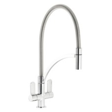 Mixer Tap Dual Lever with Pull Out Spray C-Spout Abode Genio Professional Polished chrome - AT2071