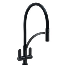 Mixer Tap Dual Lever with Pull Out Spray C-Spout Abode Genio Professional Matt black - AT2183
