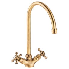 Mixer Tap Dual Lever C-Spout Abode Burford Antique brass - AT2172