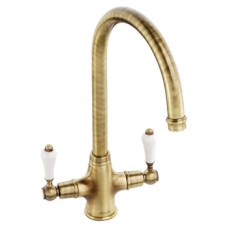 Mixer Tap Dual Lever C-Spout Abode Ludlow Antique brass - AT1028