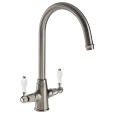 Mixer Tap Dual Lever C-Spout Abode Ludlow Brushed nickel - AT1216