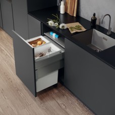 Pull Out Waste Bin 600 mm Vauth-Sagel VS ENVI Space XX Pro S / Pro With synchronised over extension runners For cabinet width 600 mm depth 476 mm 2x 44 litres - silver