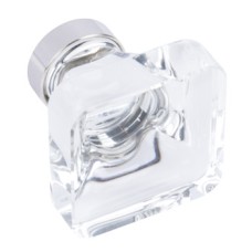 Knob Zinc Alloy & Glass 35x35 mm Glacio Polished nickel /clear