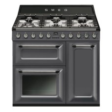Cooker Dual Fuel Traditional Three Cavity Gas Hob 900mm Smeg Victoria TR93GR - Slate grey
