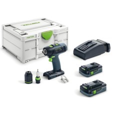 Drill Cordless Festool T 18+3 T18+3 HPC 4.0 I-Plus GB 2 x BP 18 Li 4.0 HPC ASI battery pack rapid charger TCL 6