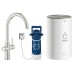 Tap Instant Hot Water and Mixer 3 Litres C-Spout Grohe Red II Duo Brushed super steel Grohe model 300 58 DC1