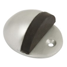 Door Stop Floor Mounted Ø 41 mm Brass or Aluminium with Rubber Buffer Screw floor fixing Satin anodised aluminium