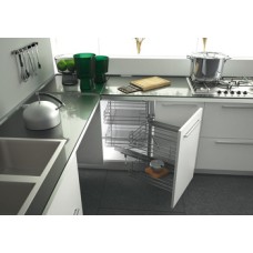 Corner Unit Swing Out Complete Set For cabinet width: 800 mm Chrome wire baskets Right hand