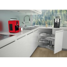Corner Unit Swing Out Complete Set For cabinet width: 800 mm White/Chrome baskets Left hand